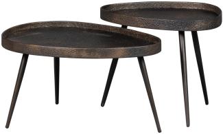 Beistelltisch Crude 2er-Set aus Metall, Bronze, 71 x 52 x 39 / 54 x 41 x 46 cm