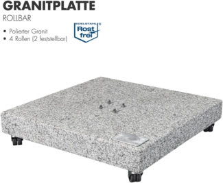 Doppler Granitplatte rollbar 140 kg Sockel Schirmsockel 80 x 80 x 14 cm 85897GPZ