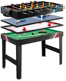 COSTWAY Kickertisch, 4 in 1 Tischkicker mit Billard, Airhockey, Tischtennis