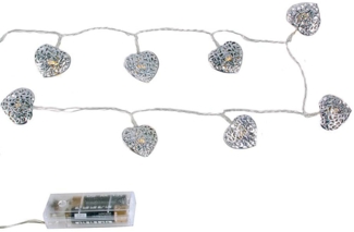LED Lichterkette 8 Metall Herzen batteriebetrieben Weihnachten Deko Leucht Kette