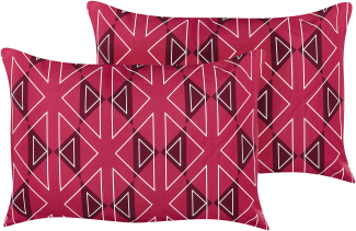 Gartenkissen 2er Set Geometrisches Muster MEZZANO 40 x 60 cm Fuchsia