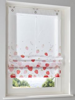 Rollo Raffrollo, heine, halbtransparent, Ösen mit Fensterhaken