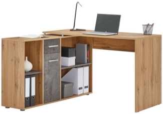 CARO-Möbel Eckschreibtisch DIEGO, Eckschreibtisch mit Stauraum drehbar Bürotisch mit Sideboard L Form Ei