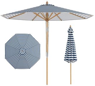 COSTWAY Sonnenschirm, Ø 270cm Gartenschirm, beidseitig um 30° knickbar
