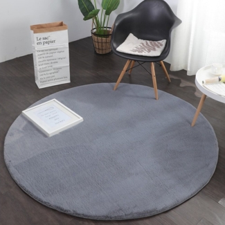 Vimoda Hochflor-Teppich Kunstfell Teppich, Flauschiger Hochflor Wohnzimmer Teppich, Rund, Höhe: 25 mm, Fellteppich weich & Seidiger, Wohnzimmer, Schlafzimmer, Kinderzimmer
