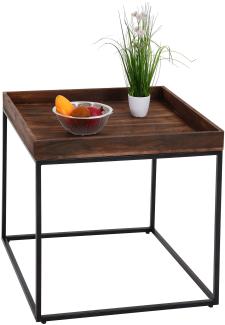 Beistelltisch HWC-K71, Kaffeetisch Couchtisch Tisch, Paulownia-Holz Metall 60x60x60cm ~ dunkelbraun