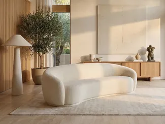 Vente-unique - BOVANA Sofa Stoff Weiß - B 88 cm x H 71 cm x L 227 cm