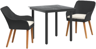 vidaXL 3-teiliges Garten-Essz Set Schwarzes Poly-Rattan 3261670