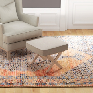 Sitzhocker Fußhocker gepolstert Leinenoptik Kautschukholzbeine 120kg vielseitig Hocker