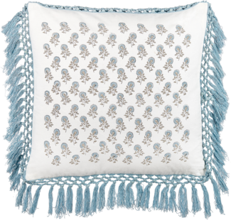 Dekokissen Blumenmuster PALLIDA Baumwolle 45 x 45 cm Blau