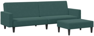 vidaXL Schlafsofa 2-Sitzer mit Fußhocker Dunkelgrün Samt 3216238