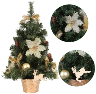 Sarcia. eu Künstlicher Weihnachtsbaum Künstlicher Weihnachtsbaum mit goldenen Ornamenten im Topf 50cm