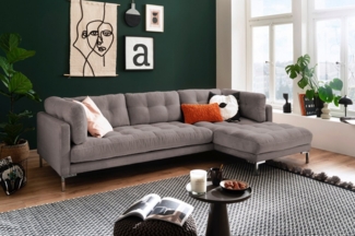 Trends by HG Ecksofa Landau L-Form, in Cord-Stoff mit Metallfuß