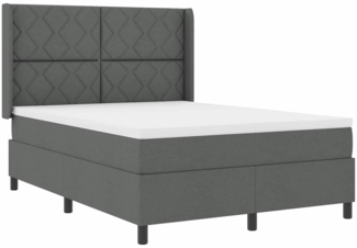 vidaXL Boxspringbett mit Matratze Dunkelgrau 140 x 190 cm Stoff 3341701
