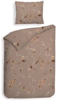 Heckett & Lane Flanell Bettwäsche 155x220 Bronco Brown Blätter Eicheln braun