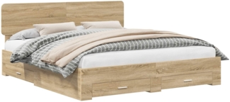 vidaXL Bettrahmen mit Kopfteil Sonoma-Eiche 180 x 200 cm Holzwerkstoff 3412341