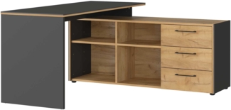 Winkelschreibtisch vito Podium , Schwarz, Holzfarben , 147 x 75 x 145 cm