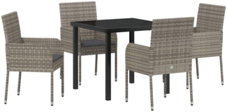 vidaXL Garten Essgruppe mit Kissen 5 pcs Grau Poly Rattan 3380107