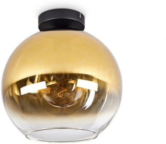 hofstein Deckenleuchte »Cesaro« Deckenlampe aus Metall/Glas in Schwarz/Goldfarben/Klar, ohne Leuchtmittel, Leuchte im Retro/Vintage-Design mit Schirm aus Glas (30cm), 1xE27