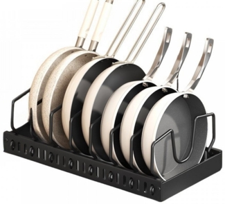 BBWL Küchenregal Verstellbarer Küchen-Pot Organizer für Schrank und Arbeitsplatte, mit Topfdeckel- und Geschirrhalter aus robustem Carbonstahl, einfach montierbar und pflegeleicht