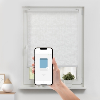 Lichtblick Sonnenschutzsysteme GmbH Bluetooth-Rollo Portofino 110 cm x 190 cm (BxL) white shadows Tageslicht mit edlem Musterstoff; Klemm- und schraubbar; Motor per App oder manuell steuerbar