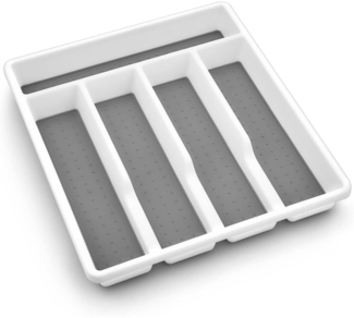 Homikit Besteckkasten für Schubladen 5 Fächer Weiß Grau