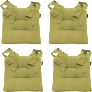 MAGMA Stuhlkissen Sitzkissen FINO Schleifenband Auflage - ca. 42cm x 46cm x 7cm - 4er Set grün