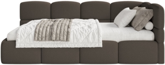 Selsey 'Cloudy' Jugendbett rechts, Matratze, Bouclé Braun, 90x200 cm