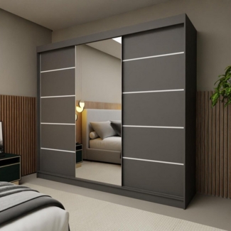 Compleo Schwebetürenschrank mit Spiegel 240 cm breit, Elegant design, Kaschmir