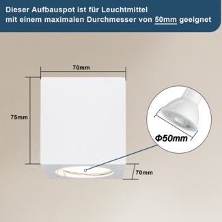 ZMH 4er Aufbauspot weiß Aufbaustrahler GU10: Aufbauleuchte eckig Deckenspots Spots Deckenleuchte Aufputz aus Gips Modern klein Deckenlampe Max. 40W für Wohnzimmer Esszimmer Flur - Ohne Leuchtmittel