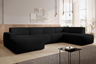 AX LIVING XXL Sofa U Form Didim Schwarz 378cm breit modern & großzügig R