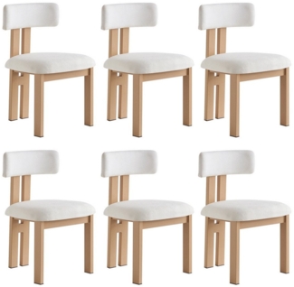 OKWISH Esszimmerstuhl Esszimmerstuhl,Loungesessel (Moderner ergonomischer Esszimmerstuhl mit 9 cm Polsterung – Stilvoller Flauschstoff-Stuhl mit stabilen Metallbeinen & Holzmaserung – Perfekt für Esszimmer, Büro & Schminktisch, 6 St), 9 cm Sitzschwamm-...