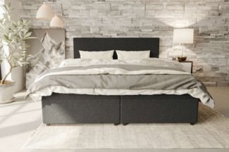 99rooms Boxspringbett Kira (Schlafzimmerbett, Bett), 140/160/180/200x200 cm, Strukturstoff NEVE, mit Topper, Frontauszüge