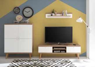 Wohnwand Merle 267cm eiche riviera / weiß matt Wohnzimmer Anbauwand