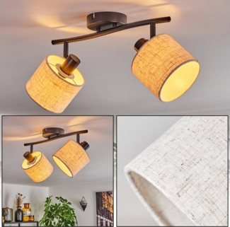 hofstein Deckenleuchte moderne Deckenlampe aus Metall/Stoff in Schwarz/Beige, ohne Leuchtmittel, mit verstellbaren Strahlern, Leuchte, 2 x E14, ohne Leuchtmittel