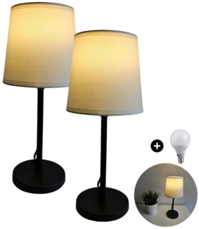 Lichthandel Hoch LED Tischleuchte Nachttischlampe 2er Set Nachttischleuchte für Schlafzimmer Tischlampe, LED wechselbar, warmweiß, LED