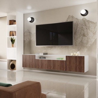 Beautysofa TV-Schrank Modernes RTV-Kabinett mit gefrästen Lamellen-Fronten MIO 2 B:200/H:40/T:41cm