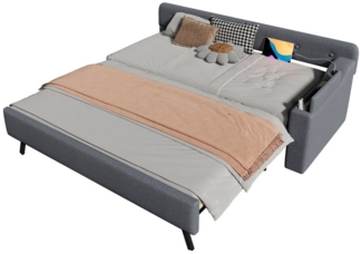 REDOM Daybett Schlafsofa,Tagesbett,mit ausziehbarem Ausziehbett (Schlafsofa 90x200 cm mit Lattenrost und ausziehbarem Rollbett, USB+Type-C Ladeanschluss, Staufach), ohne Matratze