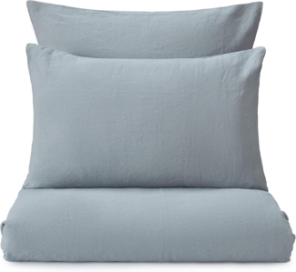 Urbanara Partnerbettwäsche Bettwäsche-Set Mafalda I 100% europäisches Leinen, Leinen, 3 teilig, Aus 100 % Leinen, Knöpfe aus Kokosnuss, Knitter im Stonewash-Effekt