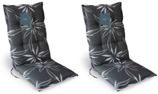 LILENO HOME Hochlehnerauflage Gartenstuhl Auflage, bequeme Sitzauflage für Gartenmöbel, Stuhlkissen, (2 St, 2er Set), Polsterauflage Blume Anthrazit Weiß, Sitzpolster für Klappstühle