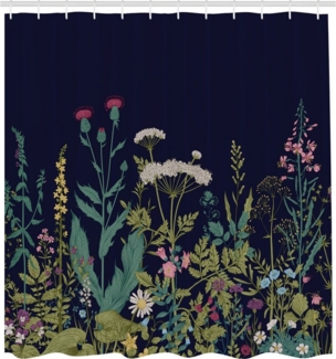 Abakuhaus Duschvorhang Moderner Digitaldruck mit 12 Haken auf Stoff Wasser Resistent Breite 175 cm, Höhe 180 cm, Botanisch Rural Kräuter Blumen