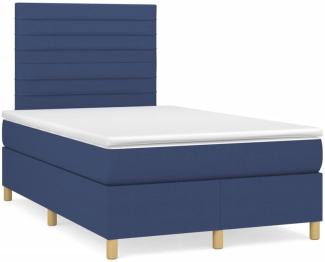 vidaXL Boxspringbett mit Matratze & LED Blau 120x190 cm Stoff 3270259