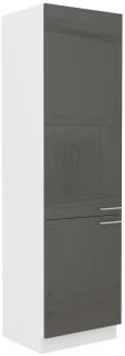 Küchen Hochschrank 60 cm Lara Grau Hochglanz Küchenzeile Küchenblock Küche