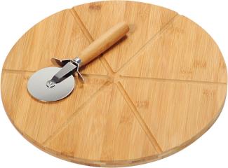 KESPER 58462 Pizzateller 32 cm aus Bambus mit extra Pizzaschneider / Holzteller / Pizzaunterlage / Pizza-Holzteller / Holzgeschirr