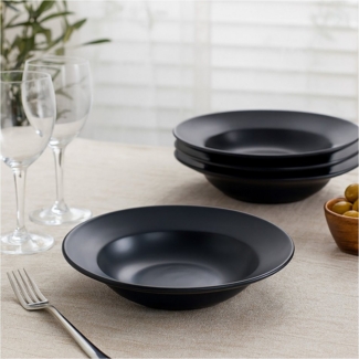 NTK-Collection Speiseteller Pastateller 4 Stück Matt Schwarz, (4 St), Speiseteller tiefe Teller