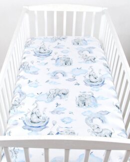 BabyLux Spannbettlaken SPANNBETTLAKEN 70x140 Spannbetttuch Baumwolle Kinder Baby Babybett, 126. Elefanten Blau