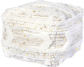 Kayoom Pouf Bohist 425 50x50 cm, Strukturen mit Fransen und Quasten (1-St), handgefertigt, Unikat, sehr gut kombinierbar, vielfältig im Einsatz