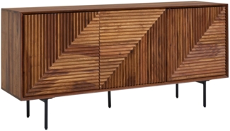 Sideboard 148x72x40 cm Sheesham Massivholz / Metall Anrichte, Kommode mit drei Türen, Kommodenschrank Holz Modern, Standschrank Wohnzimmer