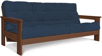 Marior HOME 'MEXICO' Klappsofa, Buchenholz, Walnussfarbe, Blau