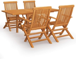 vidaXL Teak Massiv Gartenmöbel Set 5-tlg. Sitzgruppe Stühle Tisch